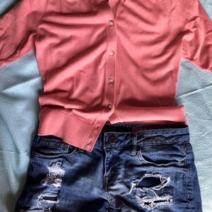 Ann Taylor Coral crew neck Cardigan